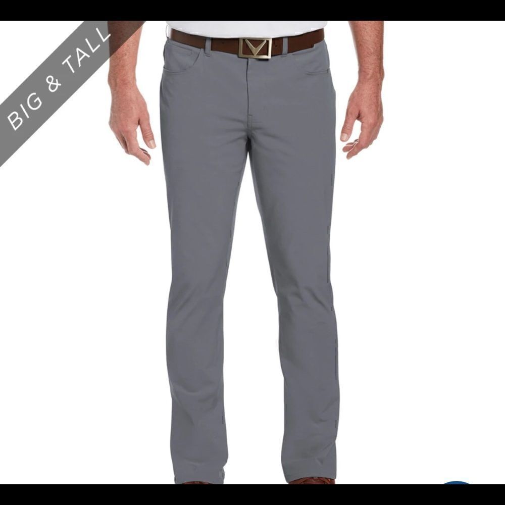 Callaway Golf Big & Tall EverPlay lightweight 5-Pocket Pant dark gray. 46”x36”